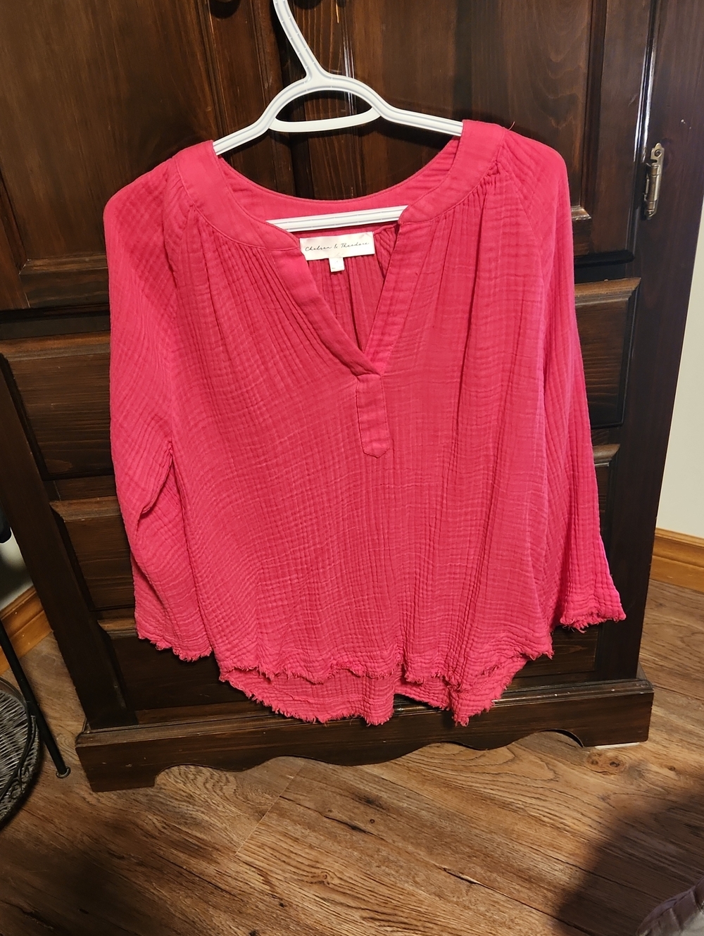 Caslon Hot Pink Gauze Peasant Tunic